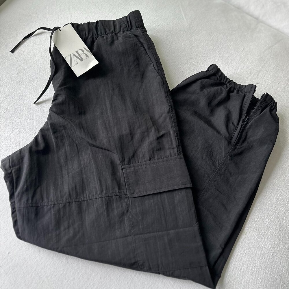 Zara NWT Cargo Black Pants